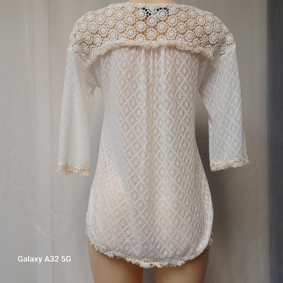 Curio New York Size Pm Elegant White Lace Blouse - Picture 4 of 11